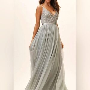 Anthropologie BHLDN Avery Morning Mist Bridesmaid Formal Dress Size 8 NWOT